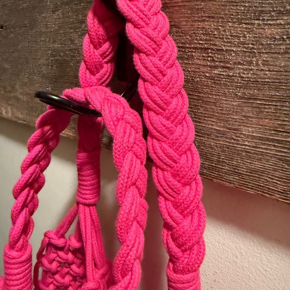 JCrew Multi Purpose Large Macrame Tote Hot Pink NWOT - Picture 4 of 7